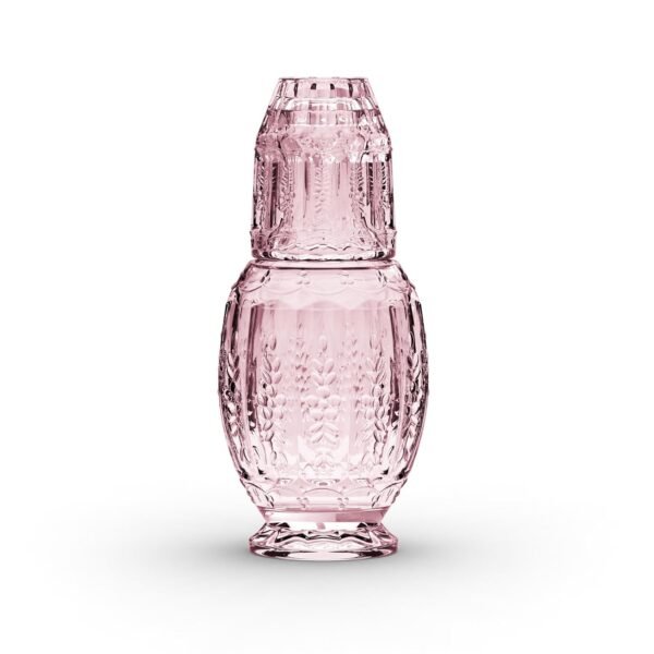 Pink/Purple Vintage Bedside Night Carafe Set with Glass Tumbler Perfect for Storing Water, Juice and Other Drinks on Desktop/Shelf